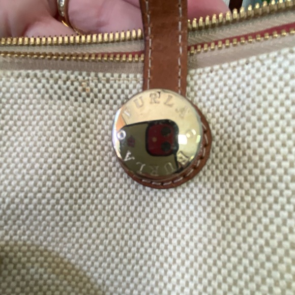 FURLA Leather Tote Cream/Luggage Brown Leather - Picture 4 of 9